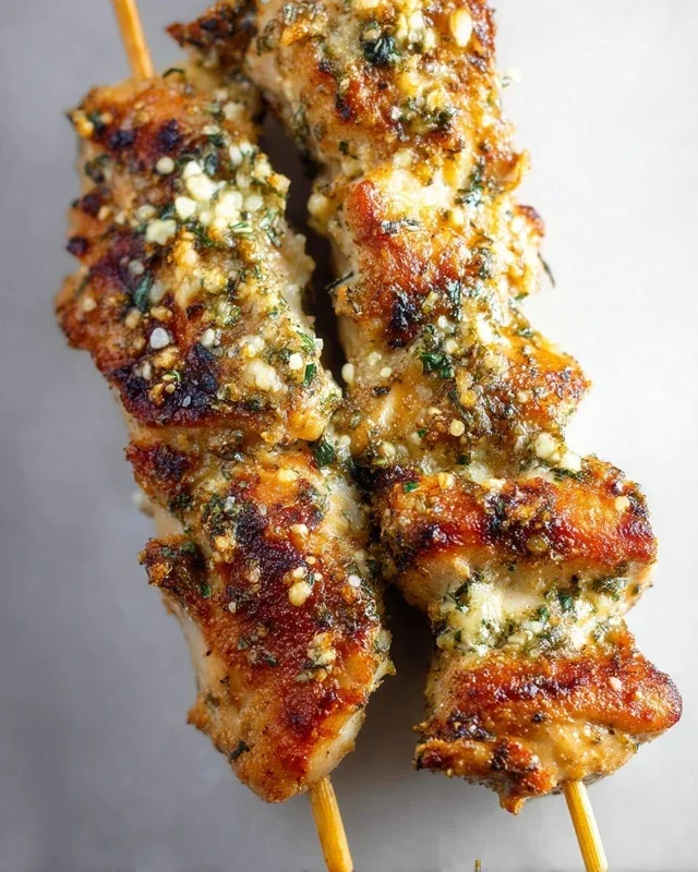 Ranch Garlic Parmesan Chicken Skewers