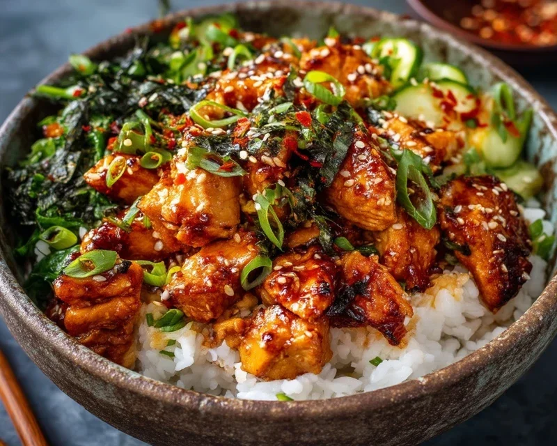 Spicy Honey-Gin Extract Extractger Chicken Bowls with Yum Yum Sauce