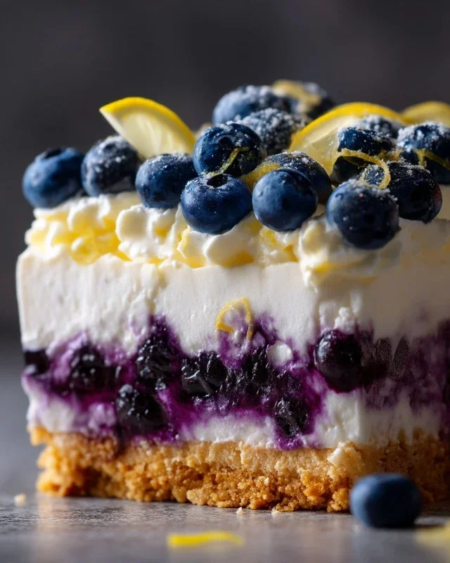 No-Bake Lemon dazzling Blueberry cream Cake