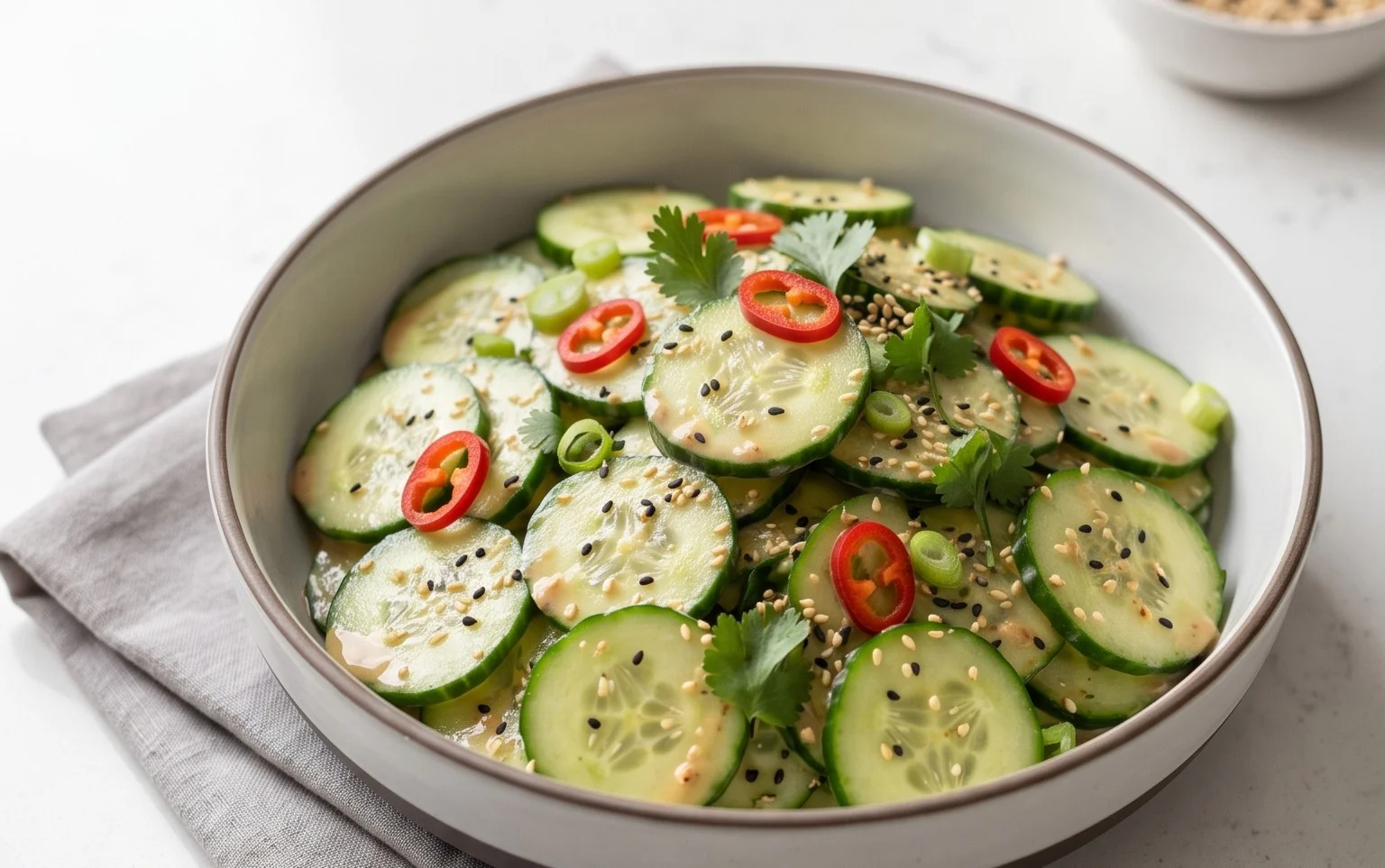 Creamy Asian Cucumber Salad Bowl