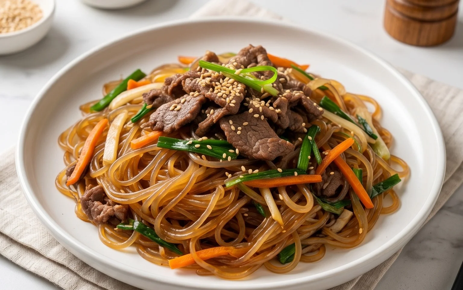 Japchae (Korean Glass Noodle Stir Fry)