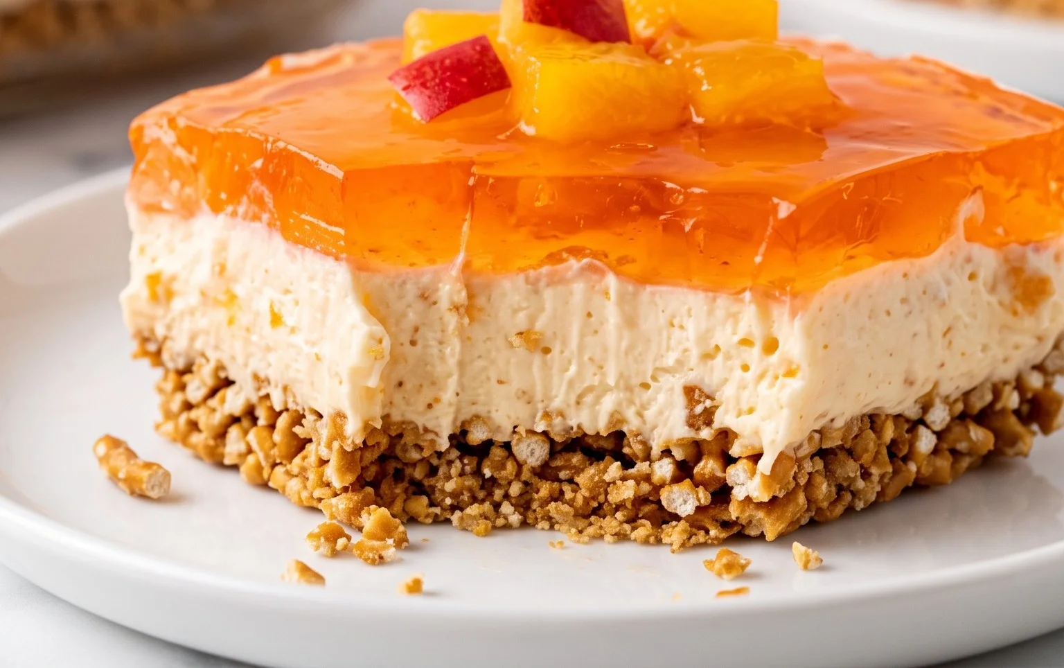 Peach Pretzel Salad Dessert