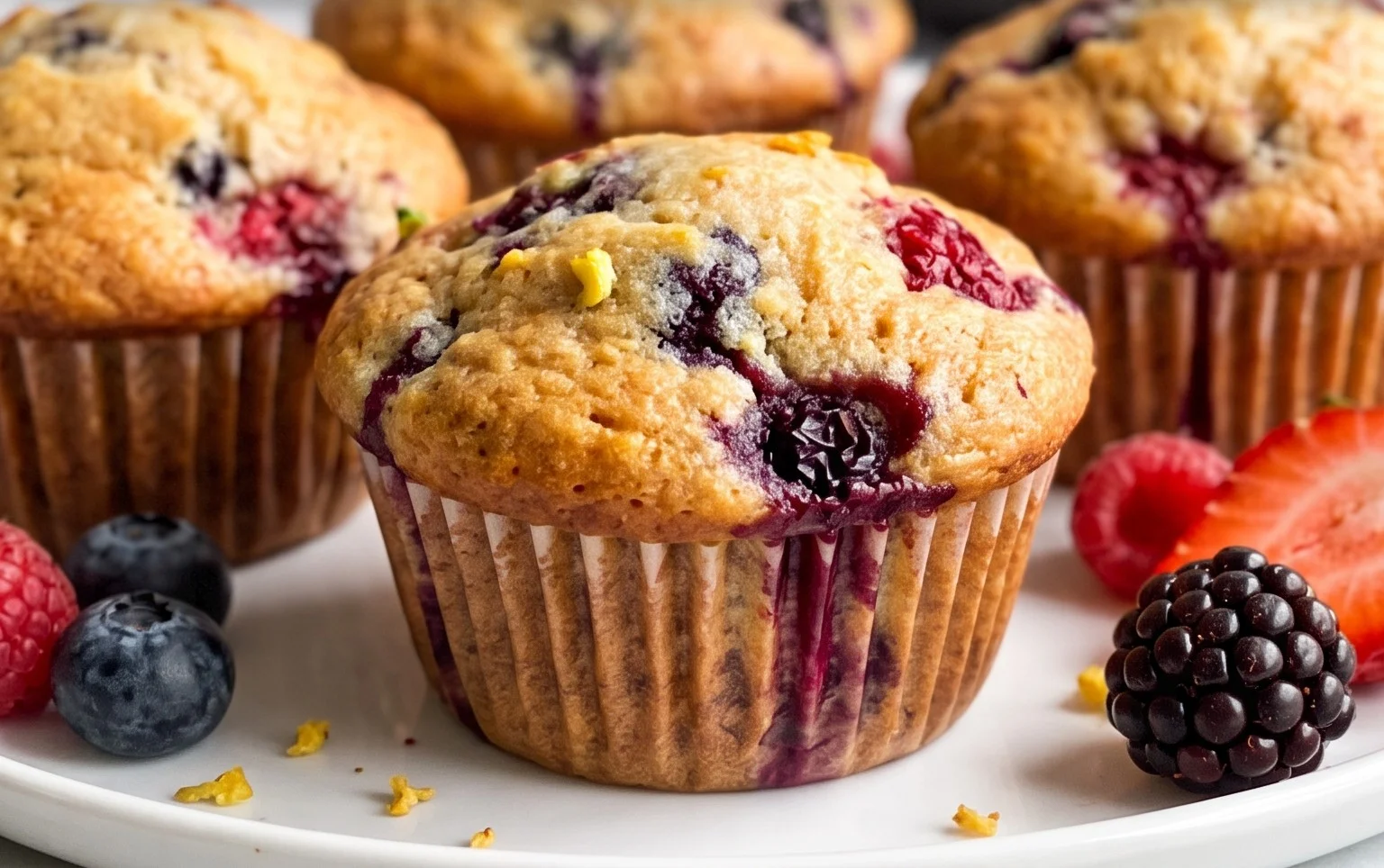 Bakery Style Mixed Berry Muffins | with Frozen Berries
