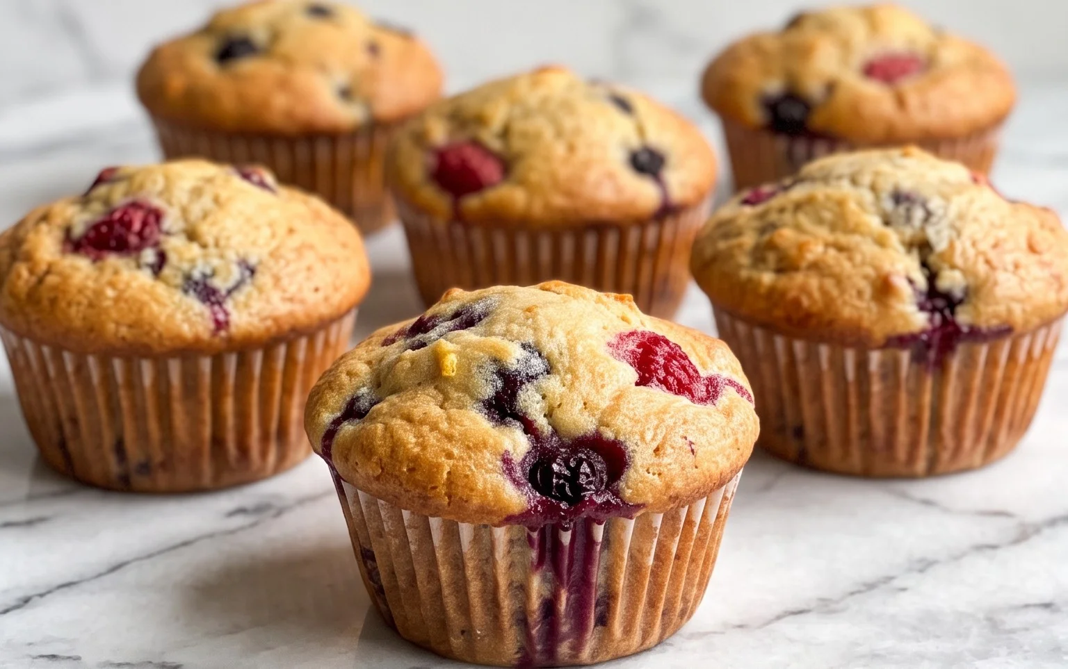 Bakery Style Mixed Berry Muffins | with Frozen Berries