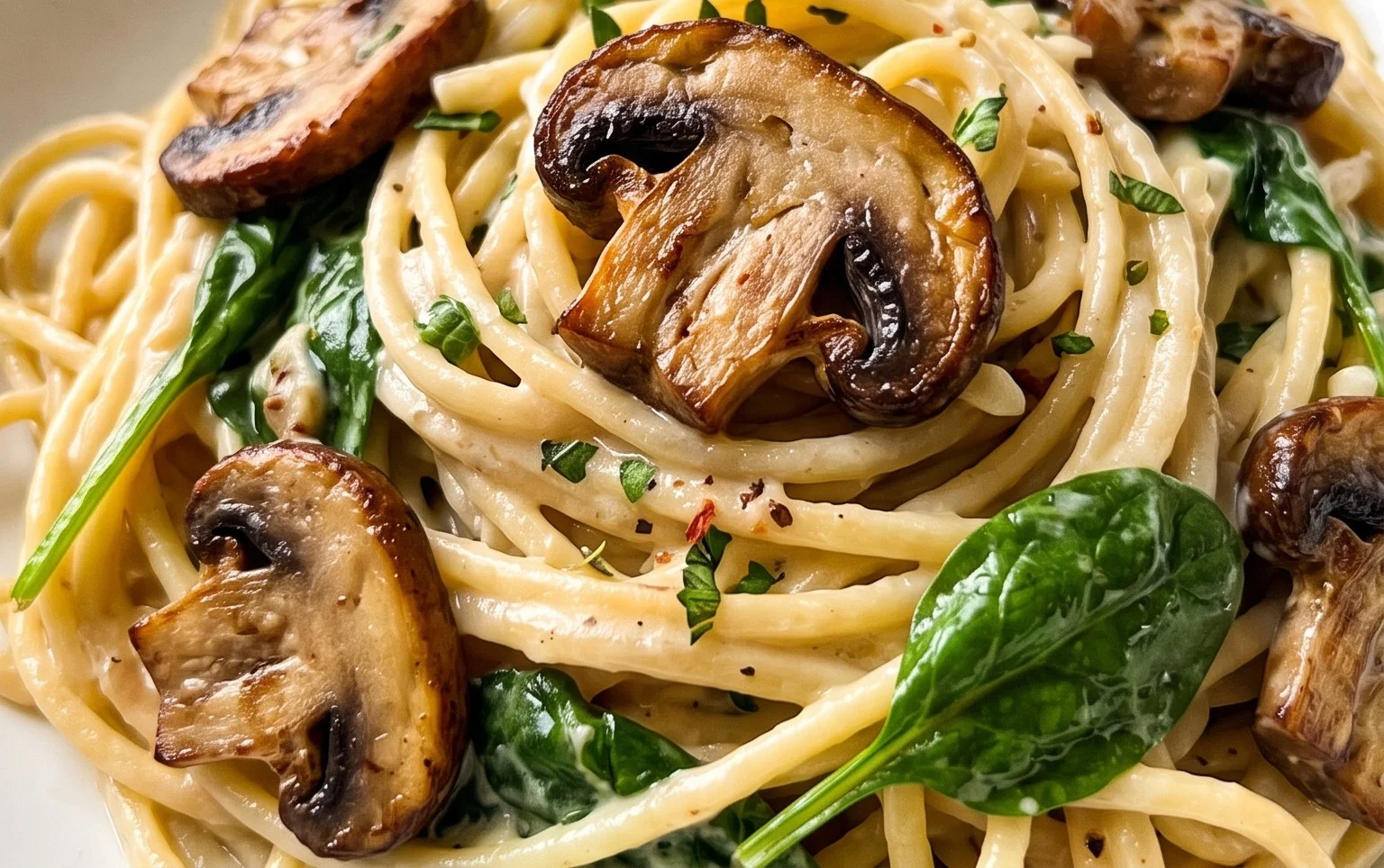 Parmesan Spinach Mushroom Pasta Skillet
