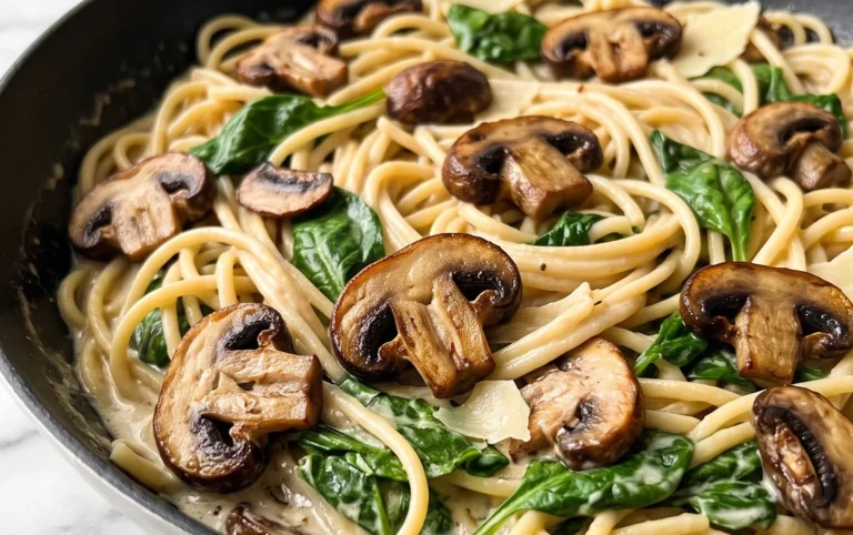 Parmesan Spinach Mushroom Pasta Skillet