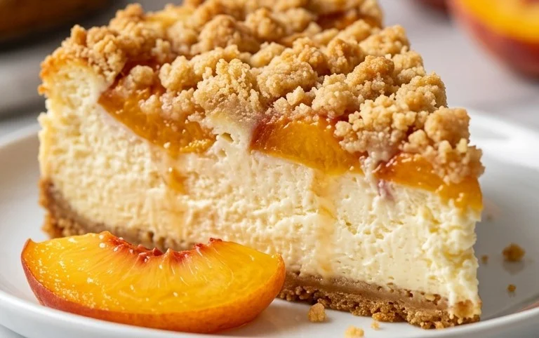 Peach Cream Cheese Cake with Streusel Topping