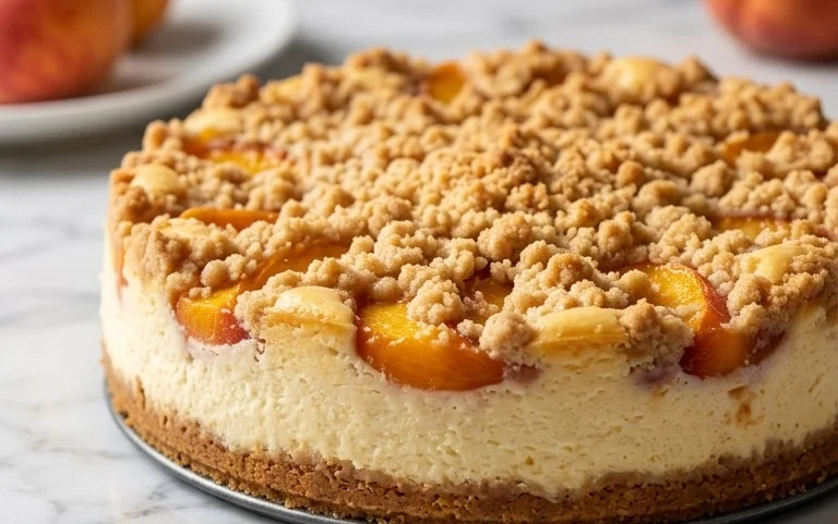 Peach Cream Cheese Cake with Streusel Topping