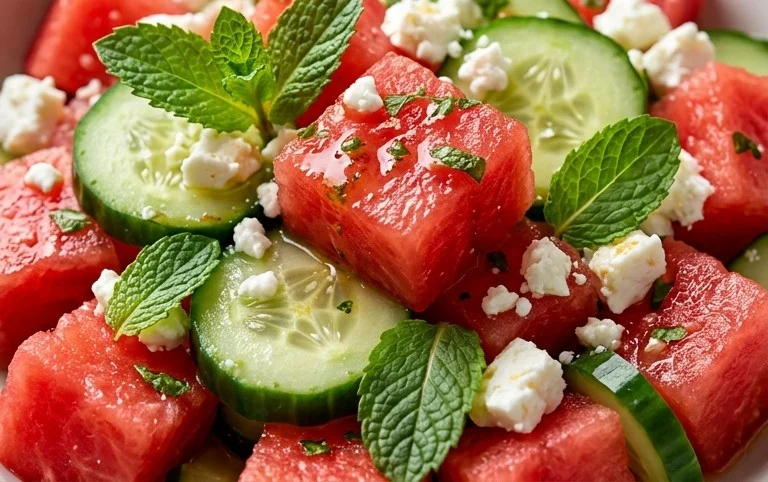 Watermelon Salad with Cucumber and Feta