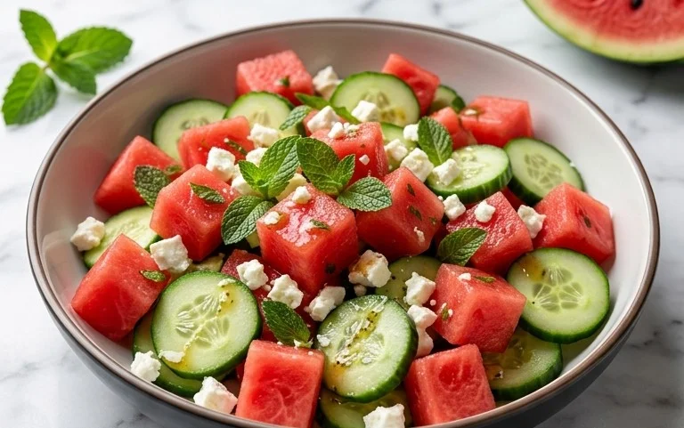 Watermelon Salad with Cucumber and Feta