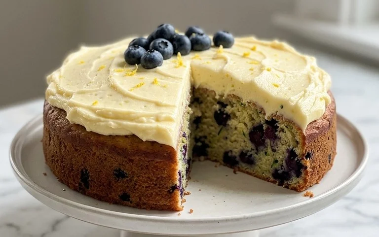Blueberry Zucchini Cake with Lemon Buttercream