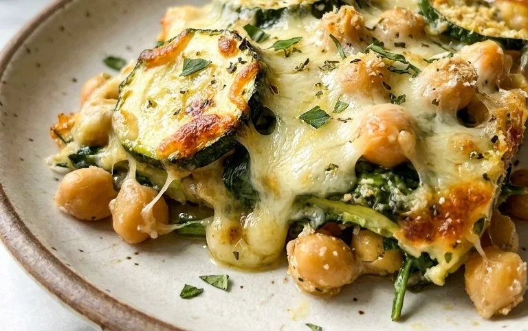 Spinach Zucchini Chickpea Bake