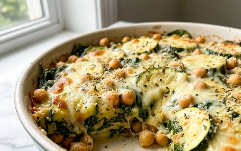 Spinach Zucchini Chickpea Bake